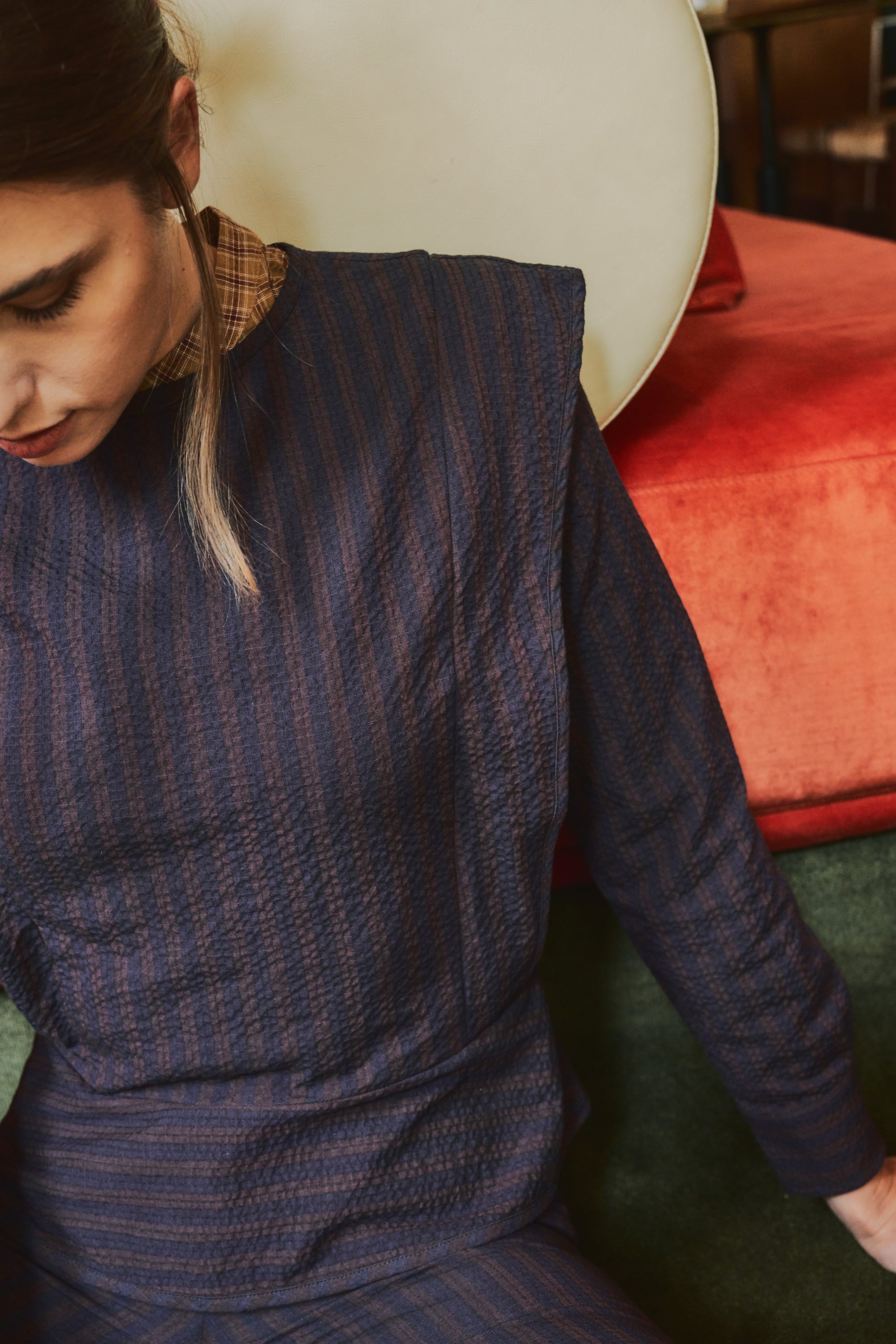 Top Blanca Rayas Morado