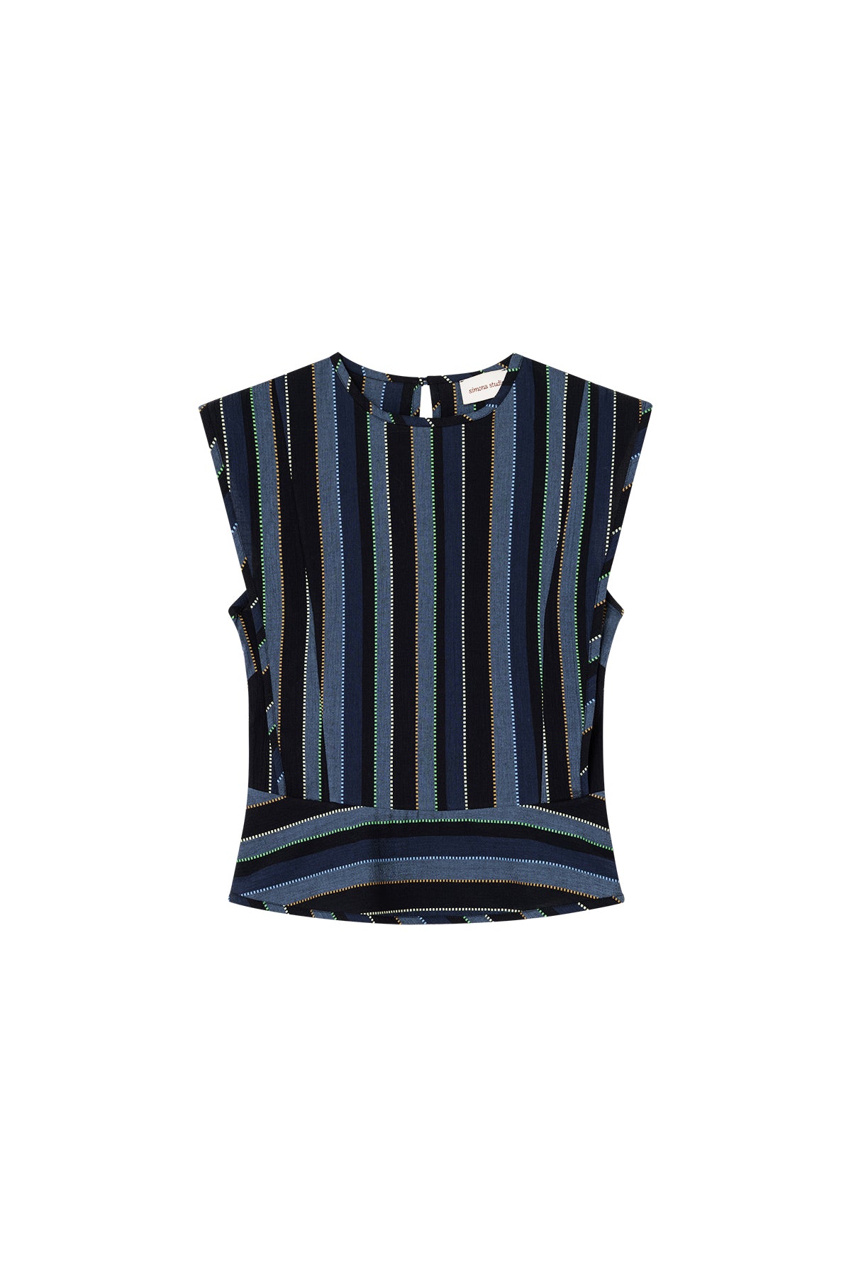 Top Blanca Rayas Azul