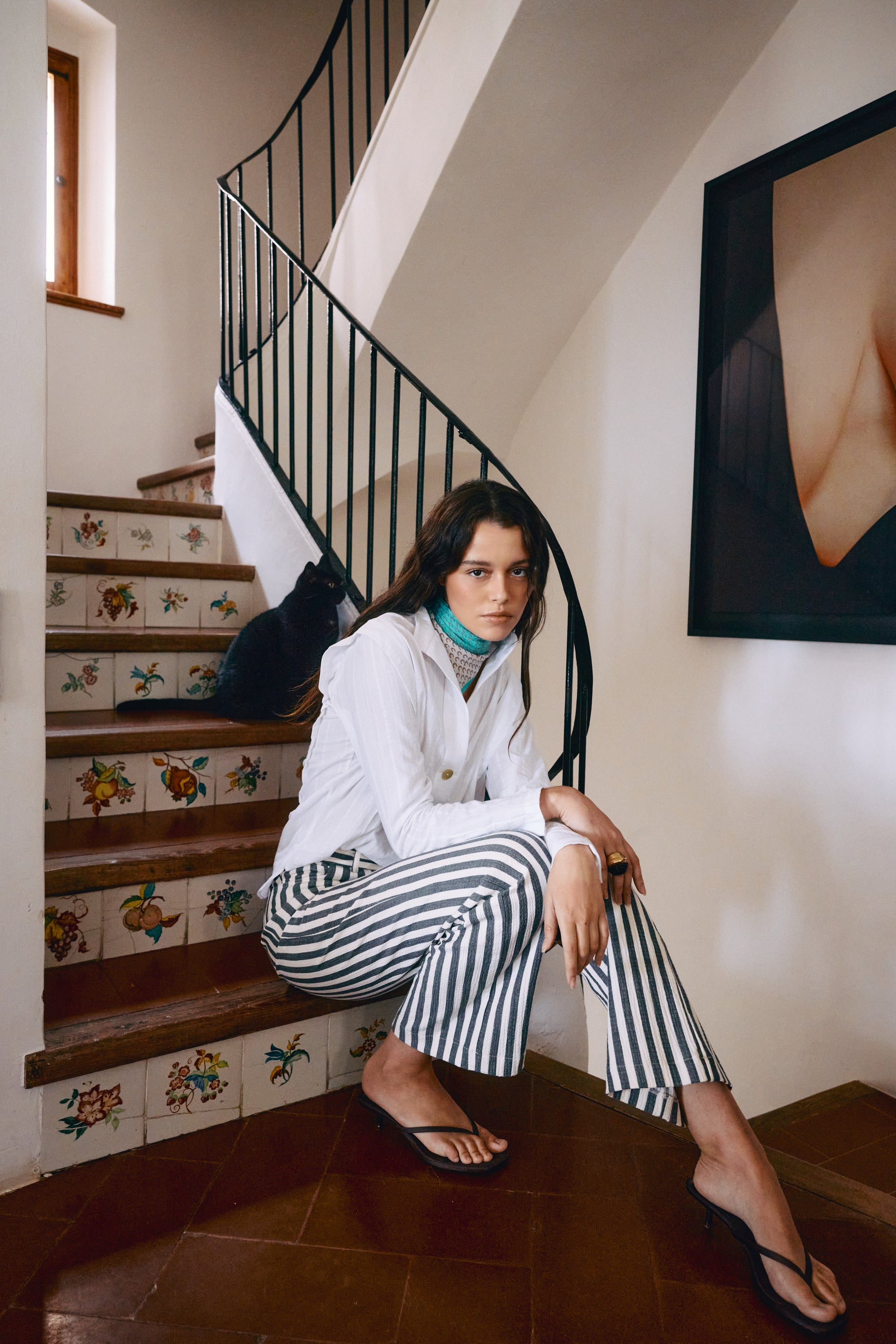 Pantalón Zoe Rayas Gris/Blanco