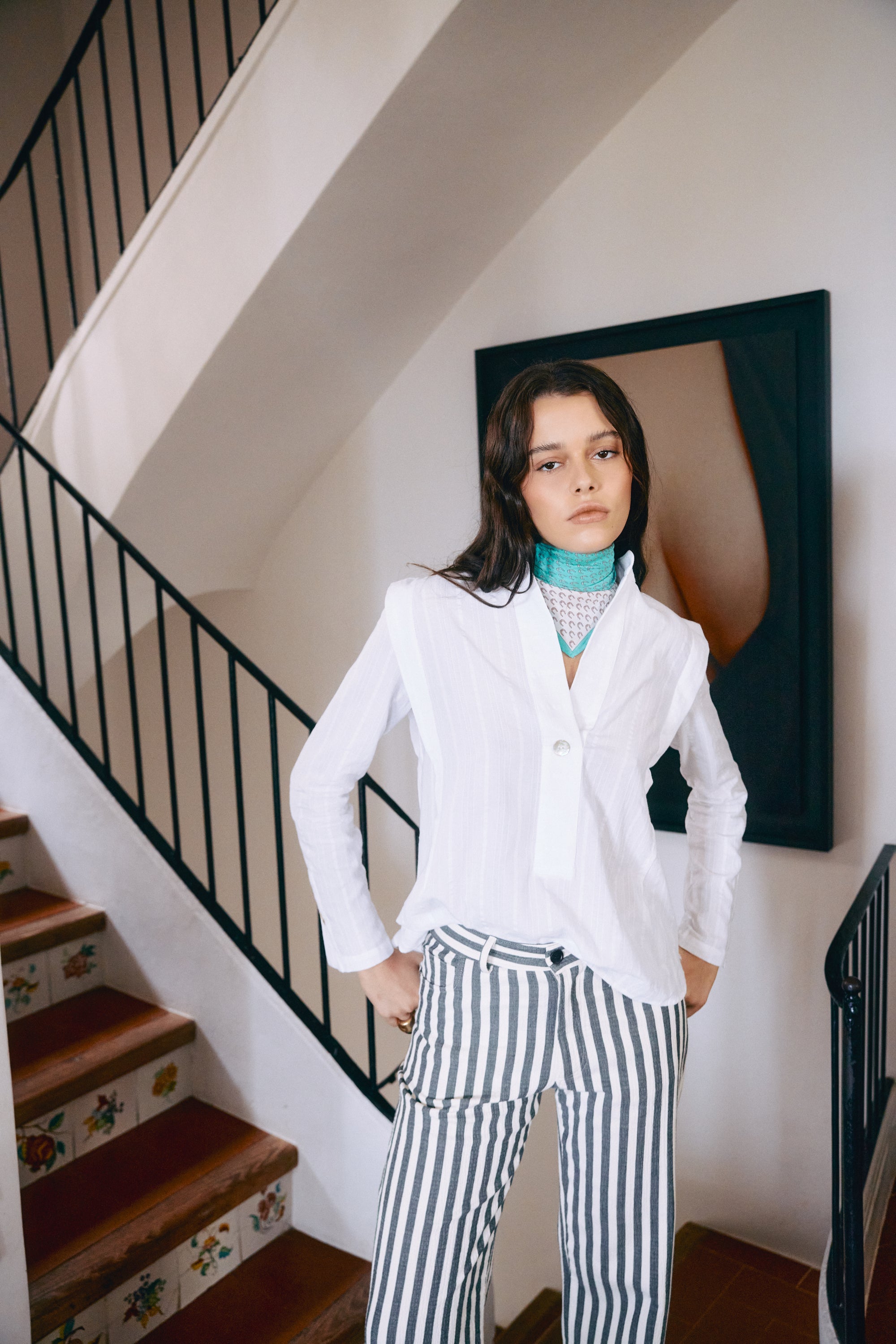 Pantalón Zoe Rayas Gris/Blanco