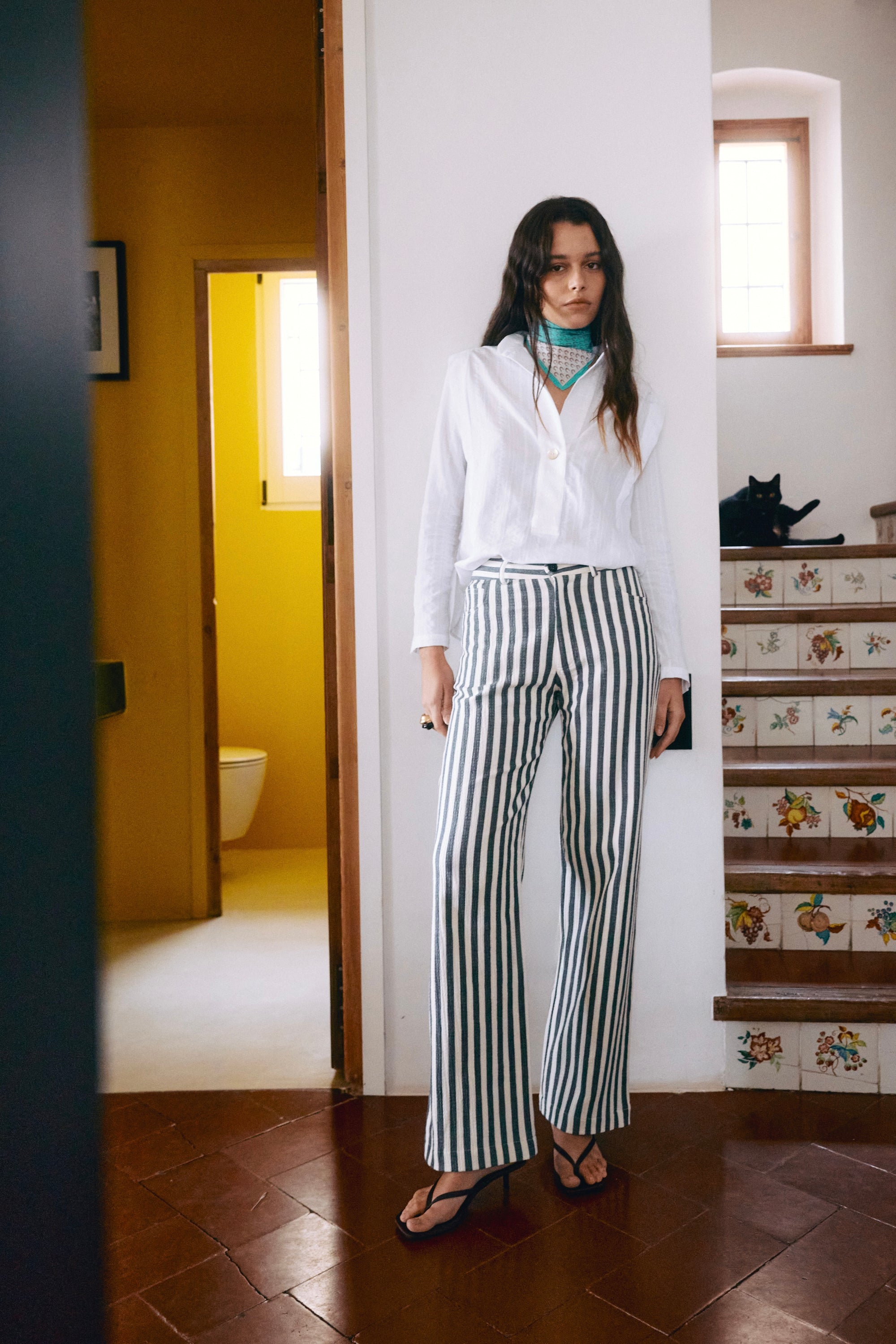 Pantalón Zoe Rayas Gris/Blanco