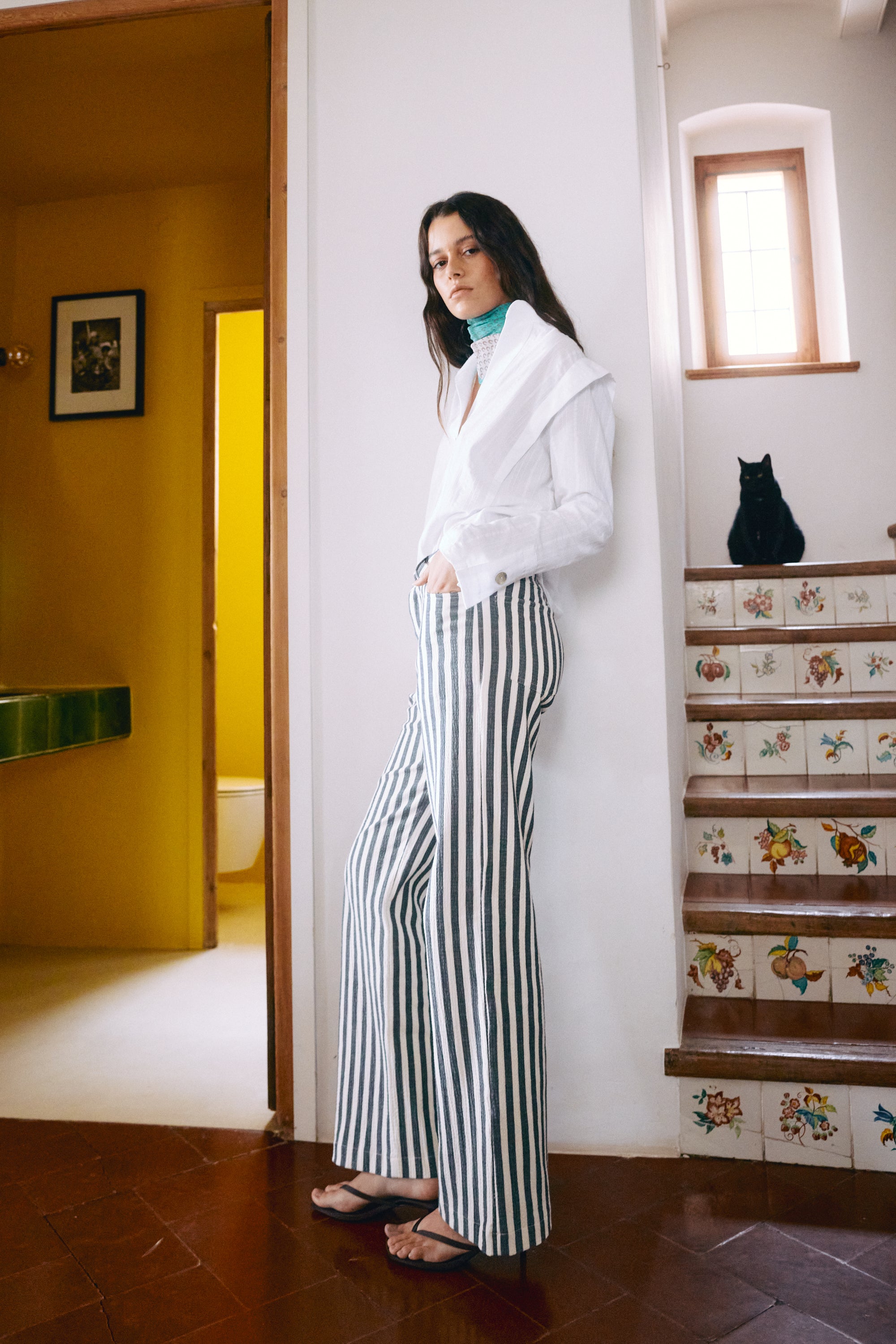 Pantalón Zoe Rayas Gris/Blanco