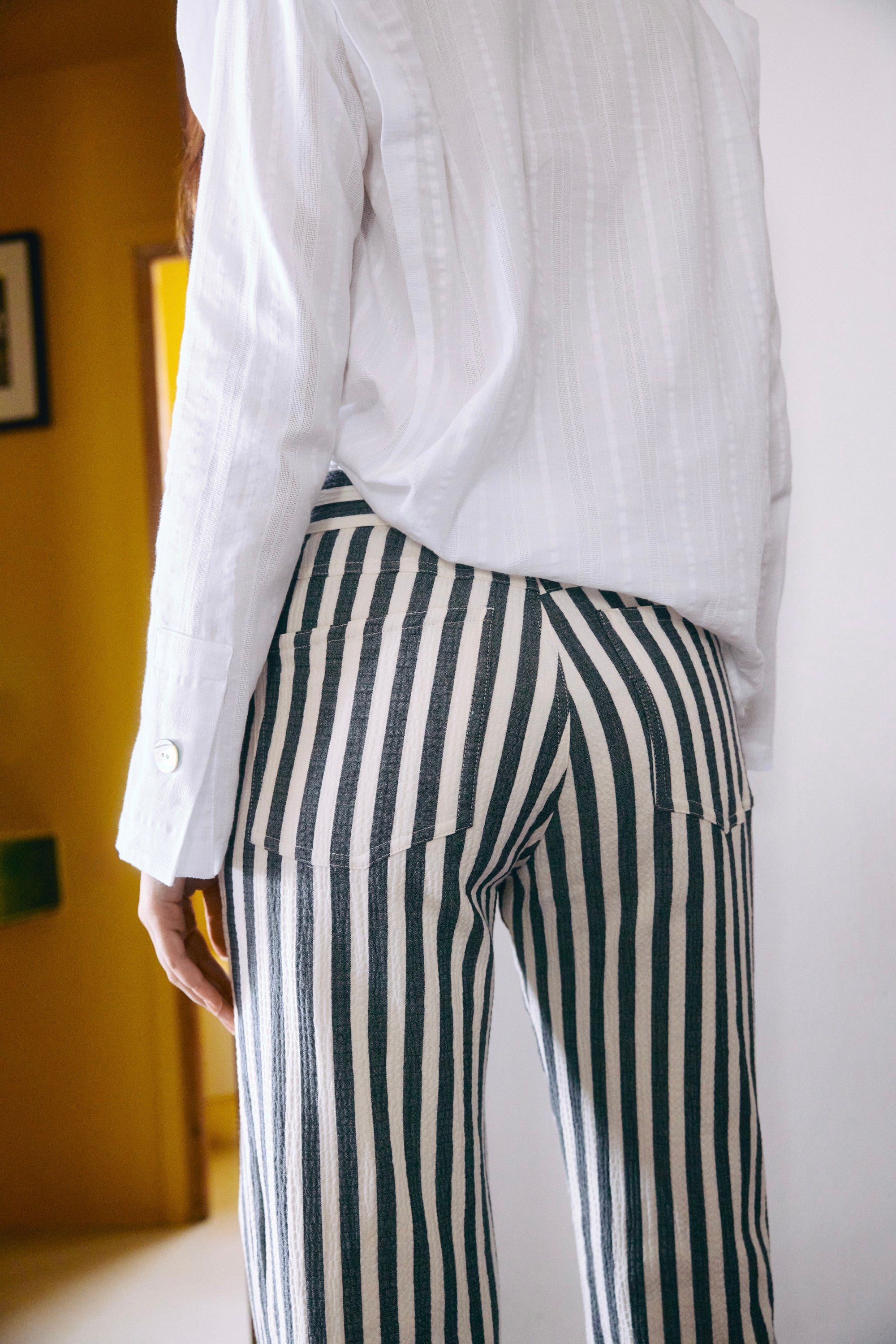 Pantalón Zoe Rayas Gris/Blanco