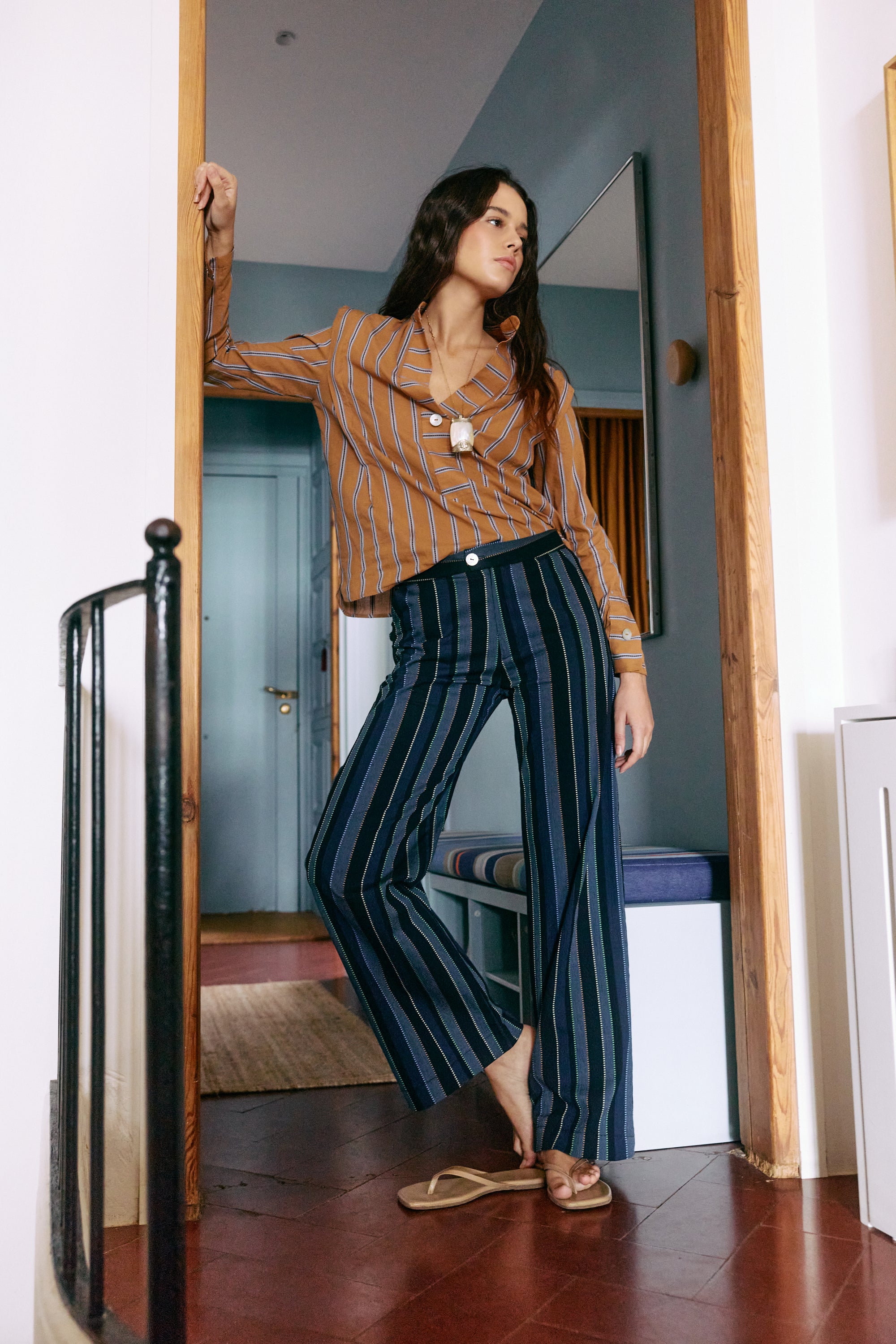 Greta Striped Blue Trousers 
