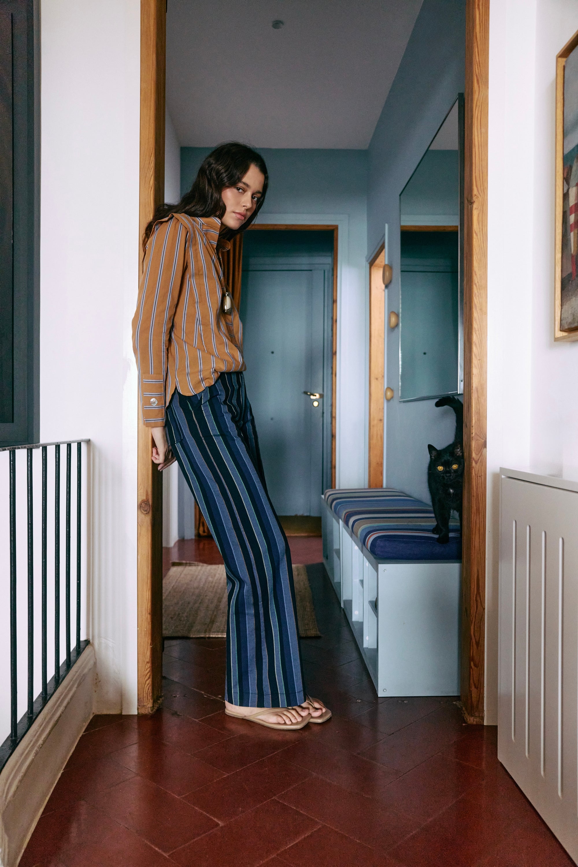 Greta Striped Blue Trousers 