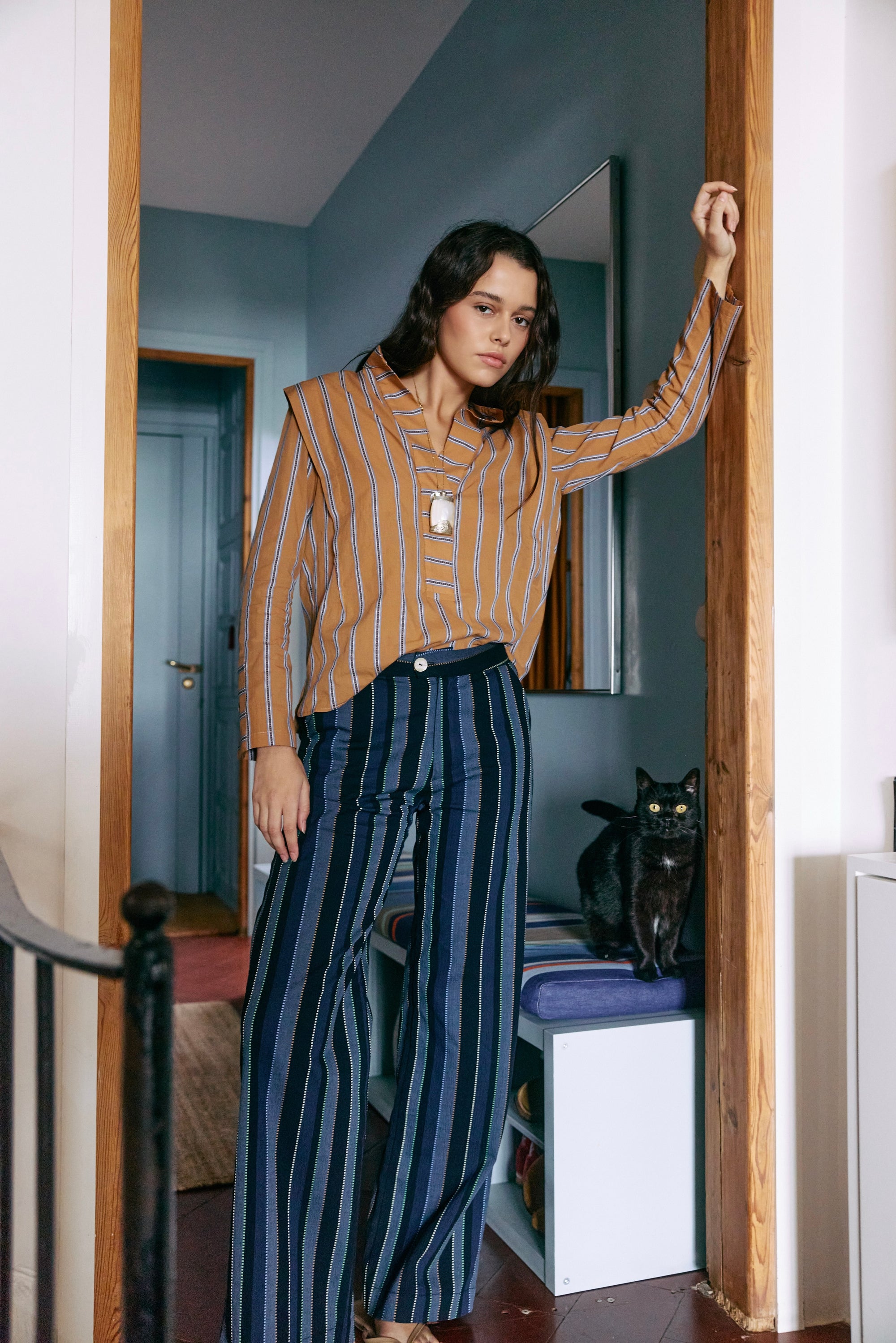 Greta Striped Blue Trousers 