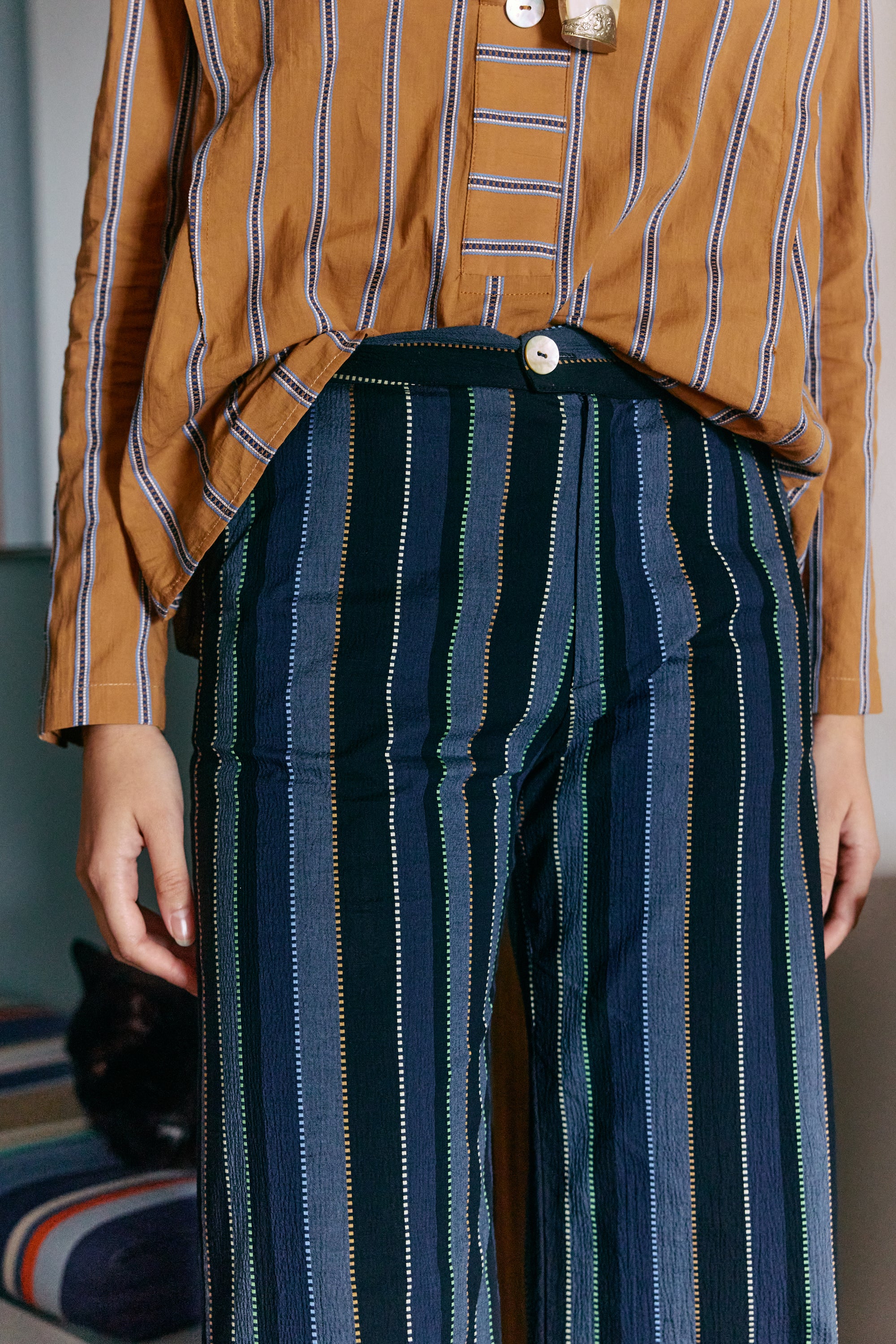 Greta Striped Blue Trousers 