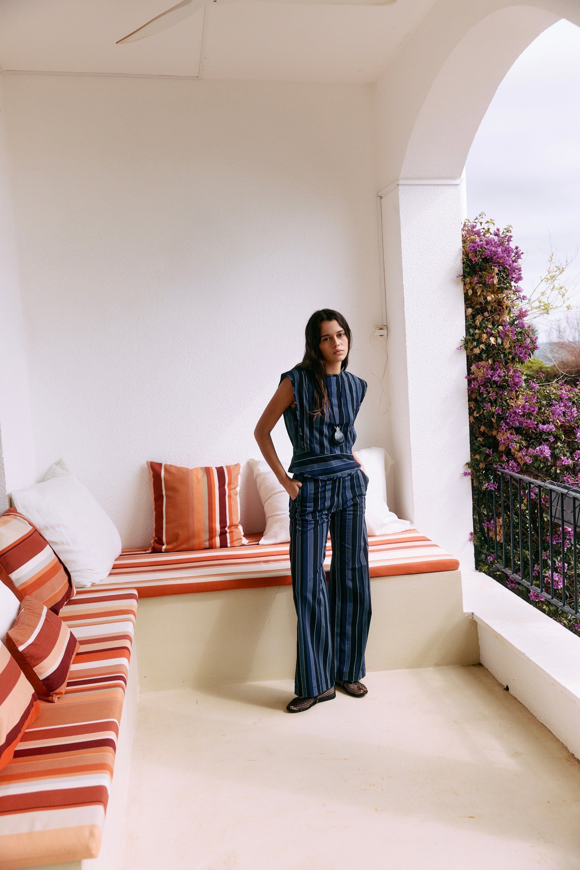 Greta Striped Blue Trousers 