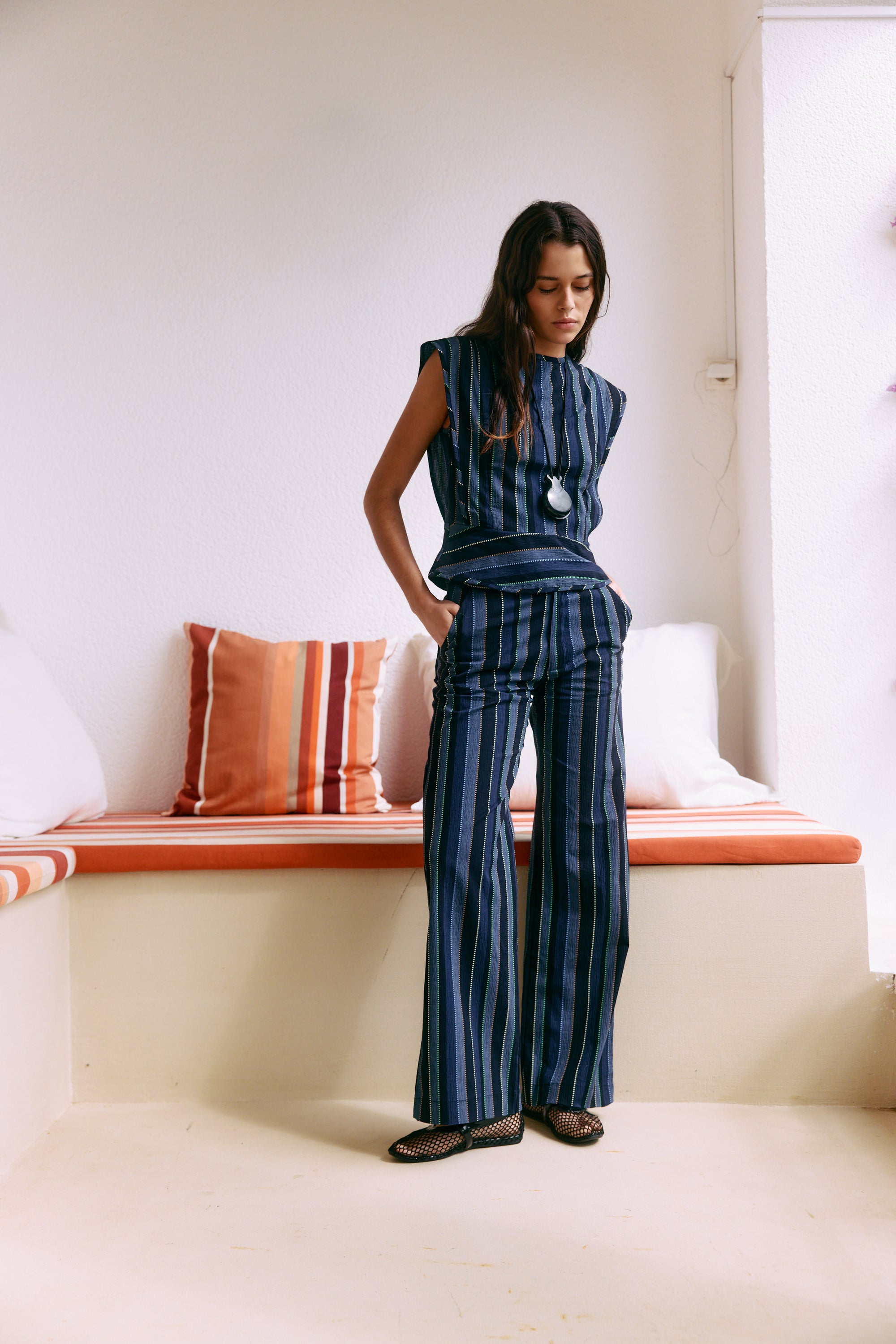 Greta Striped Blue Trousers 