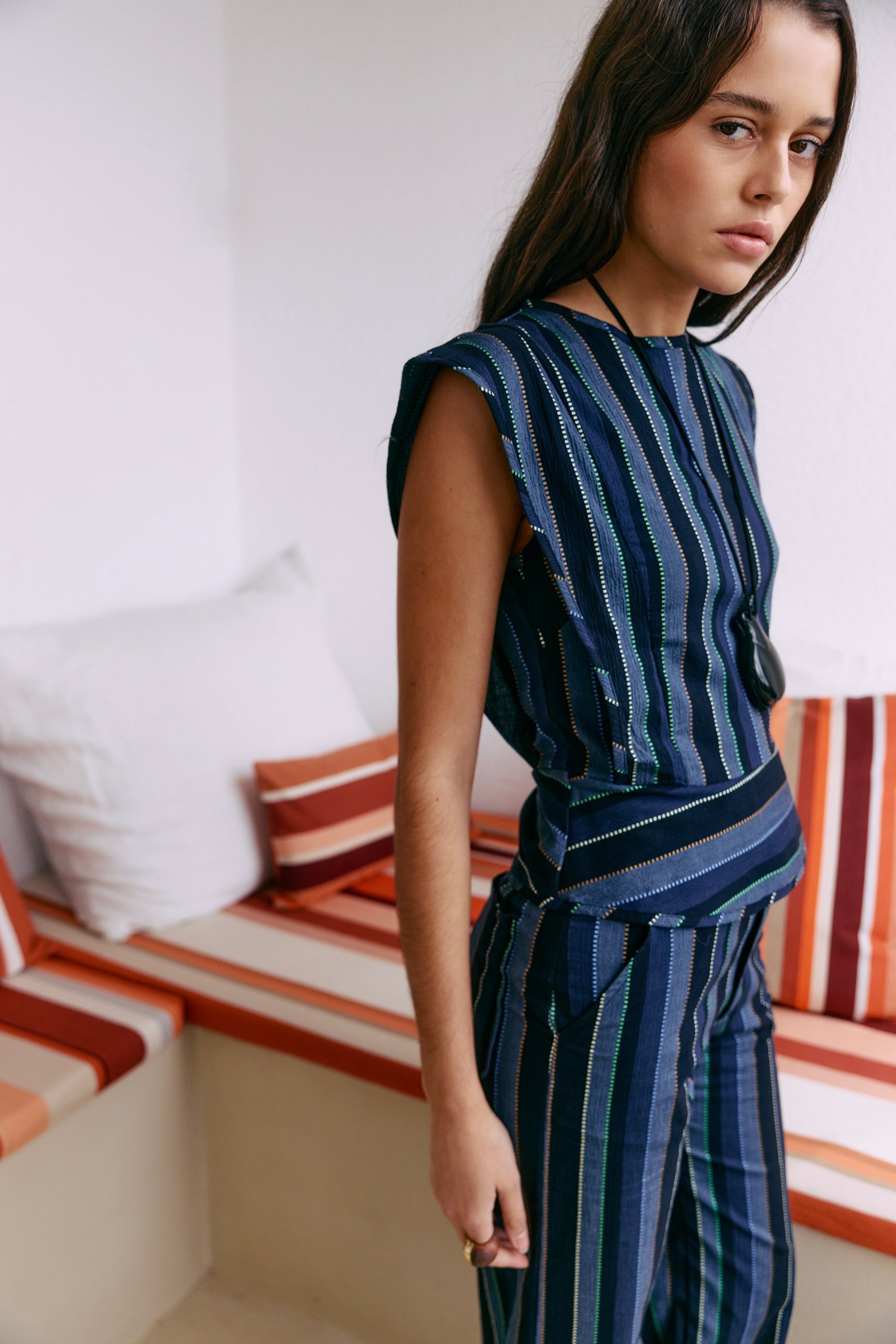 Greta Striped Blue Trousers 