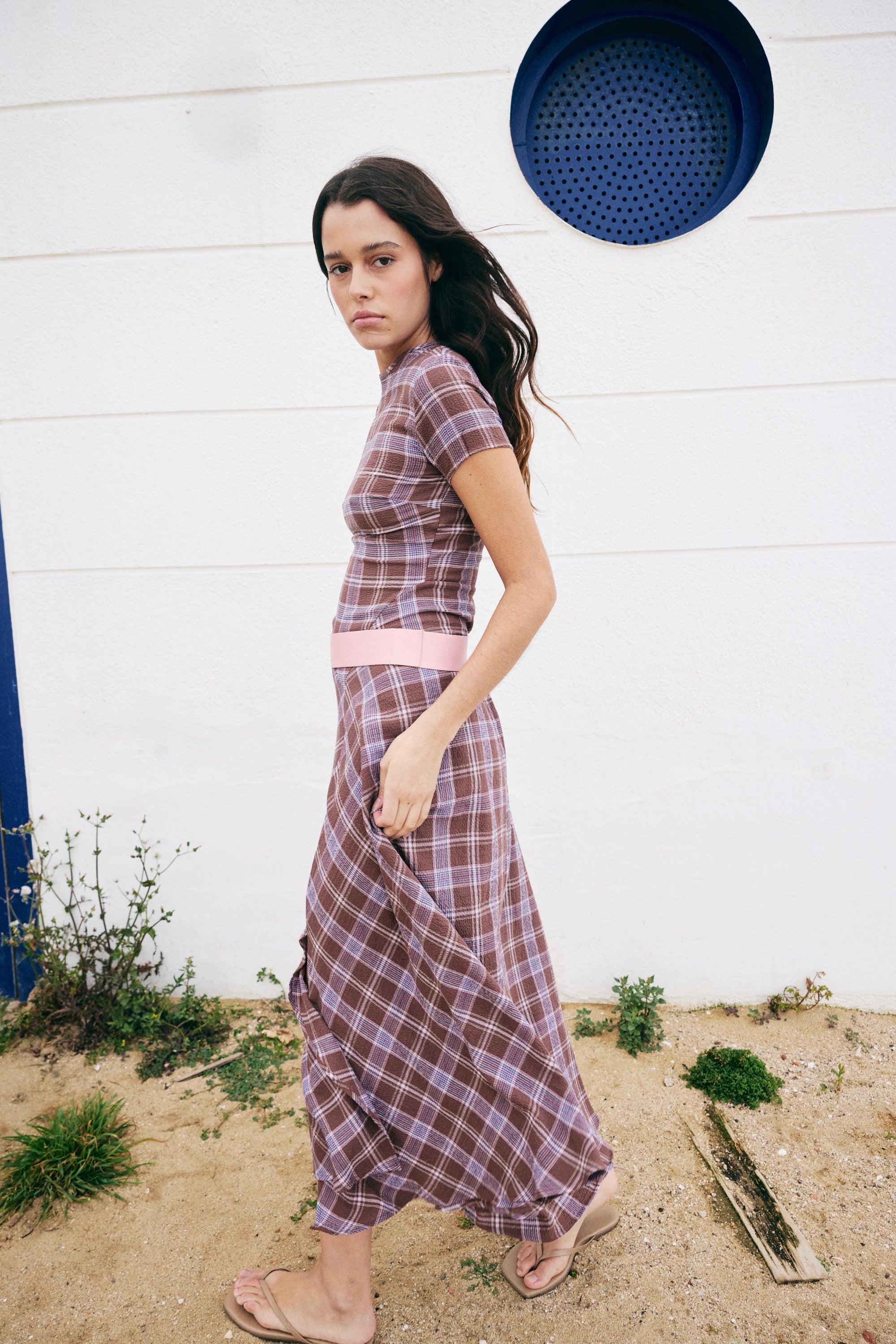 Vestido Aitana Cuadros Marrones