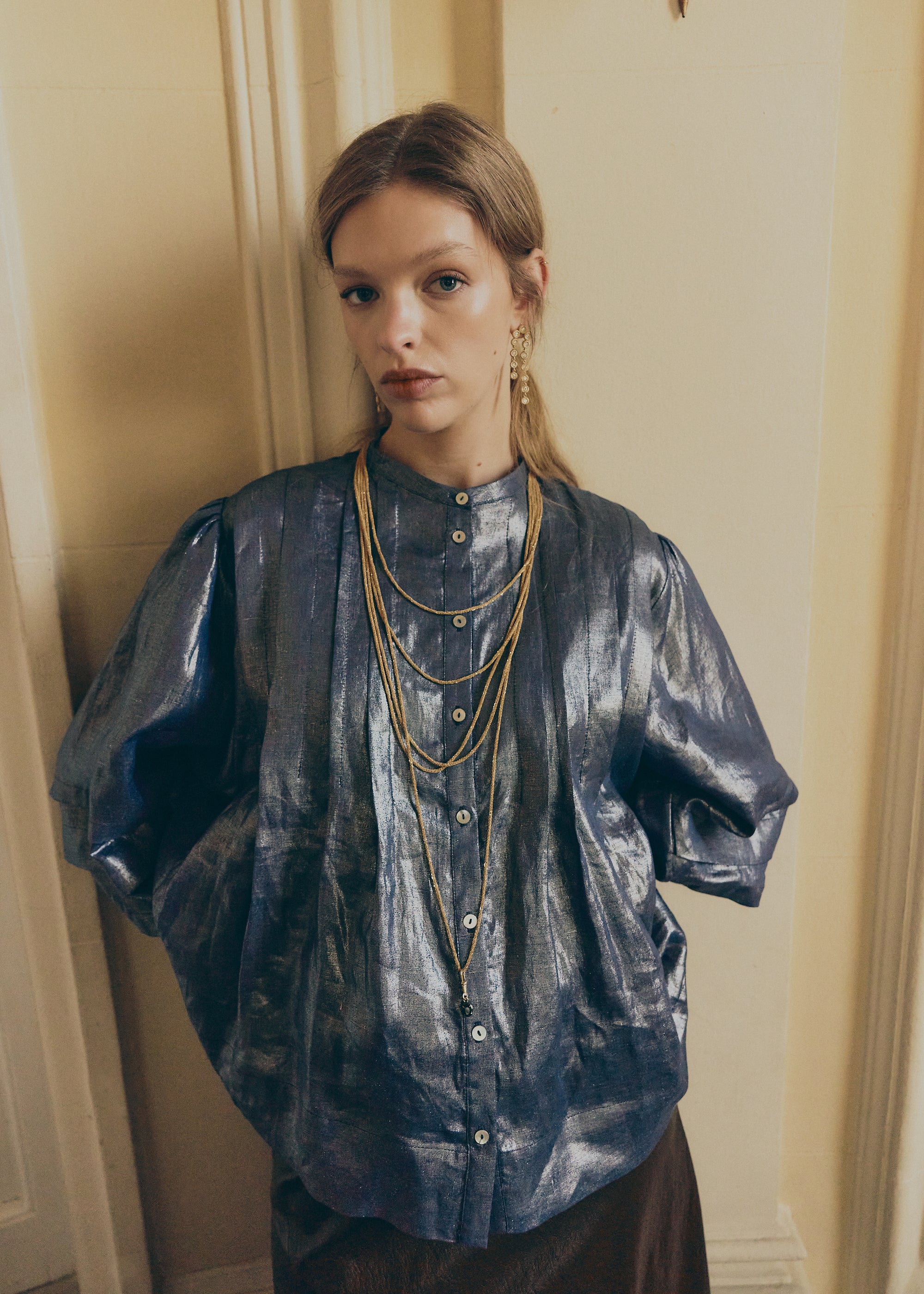 Blusa Aura Lino Laminada