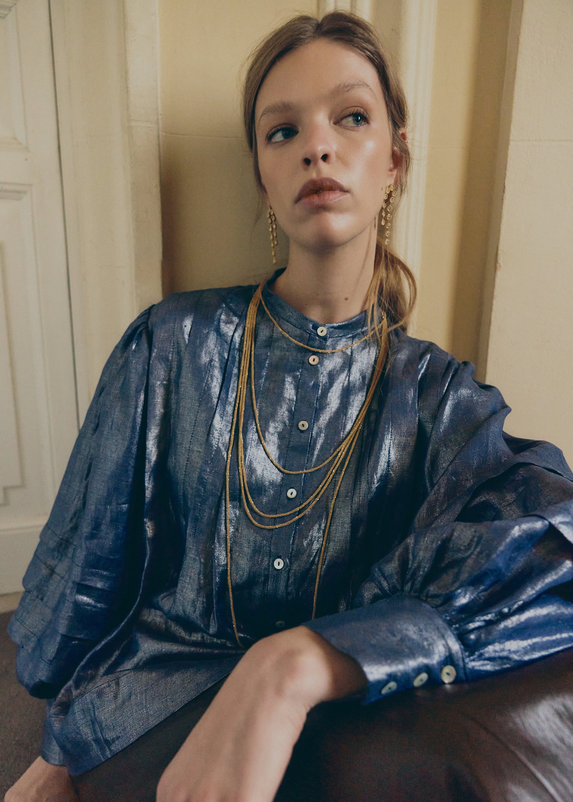 Blusa Aura Lino Laminada