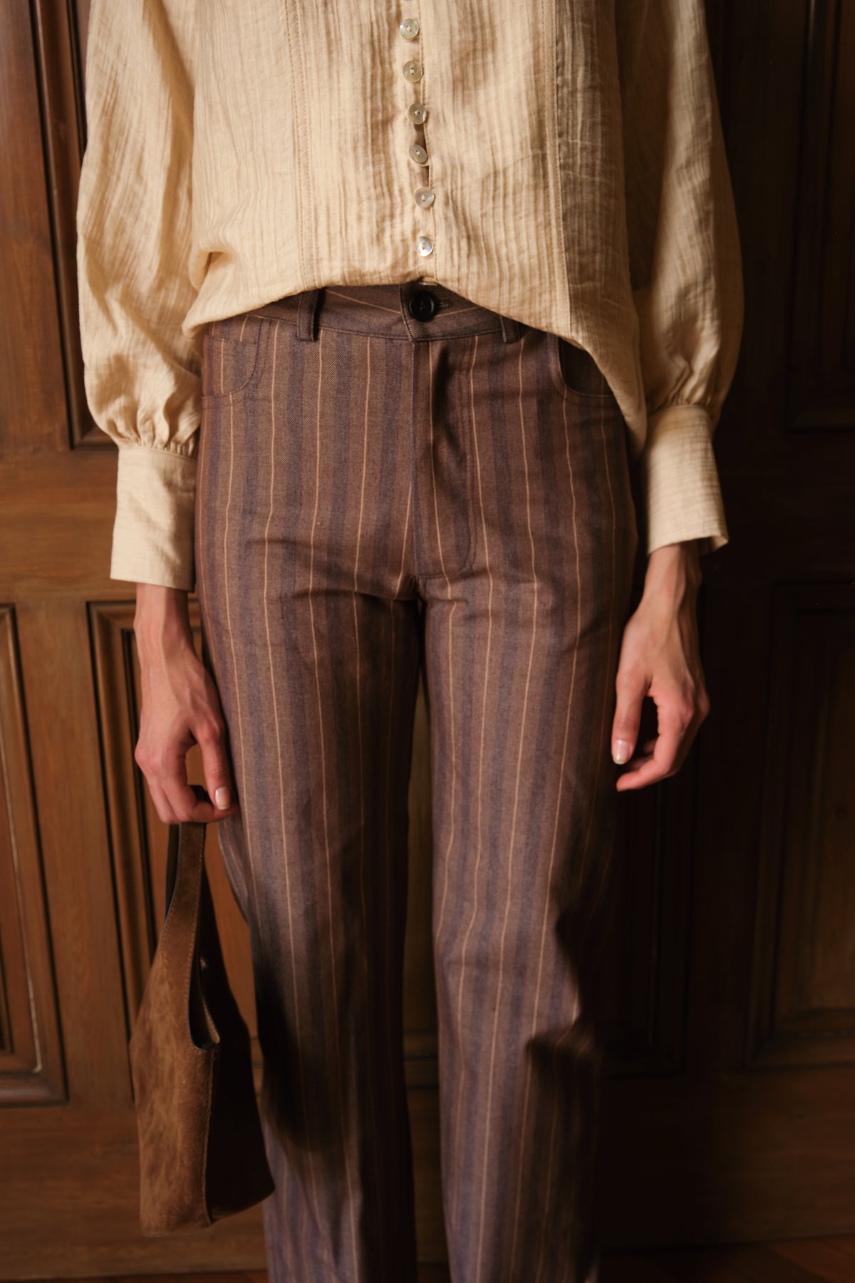 Pantalón Zoe Rayas Marrón