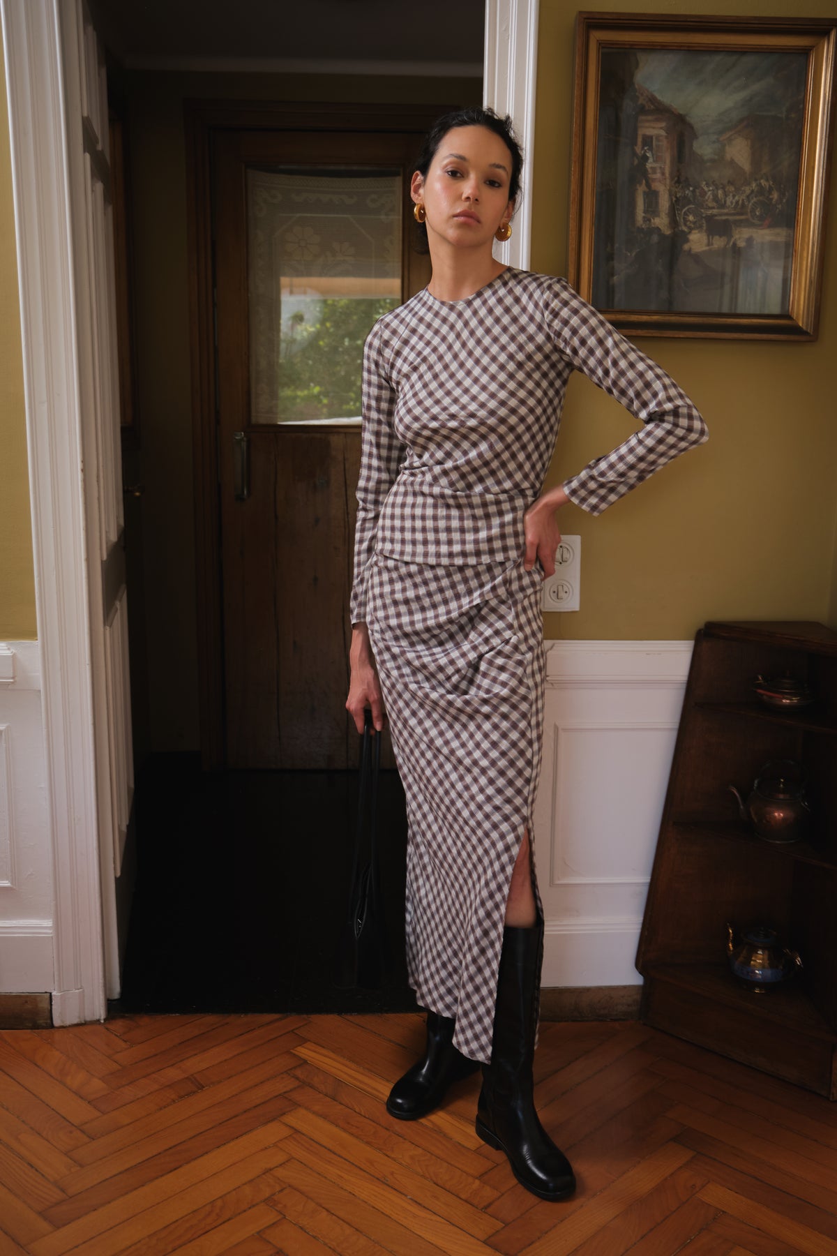 Vestido Fede Cuadros Gris