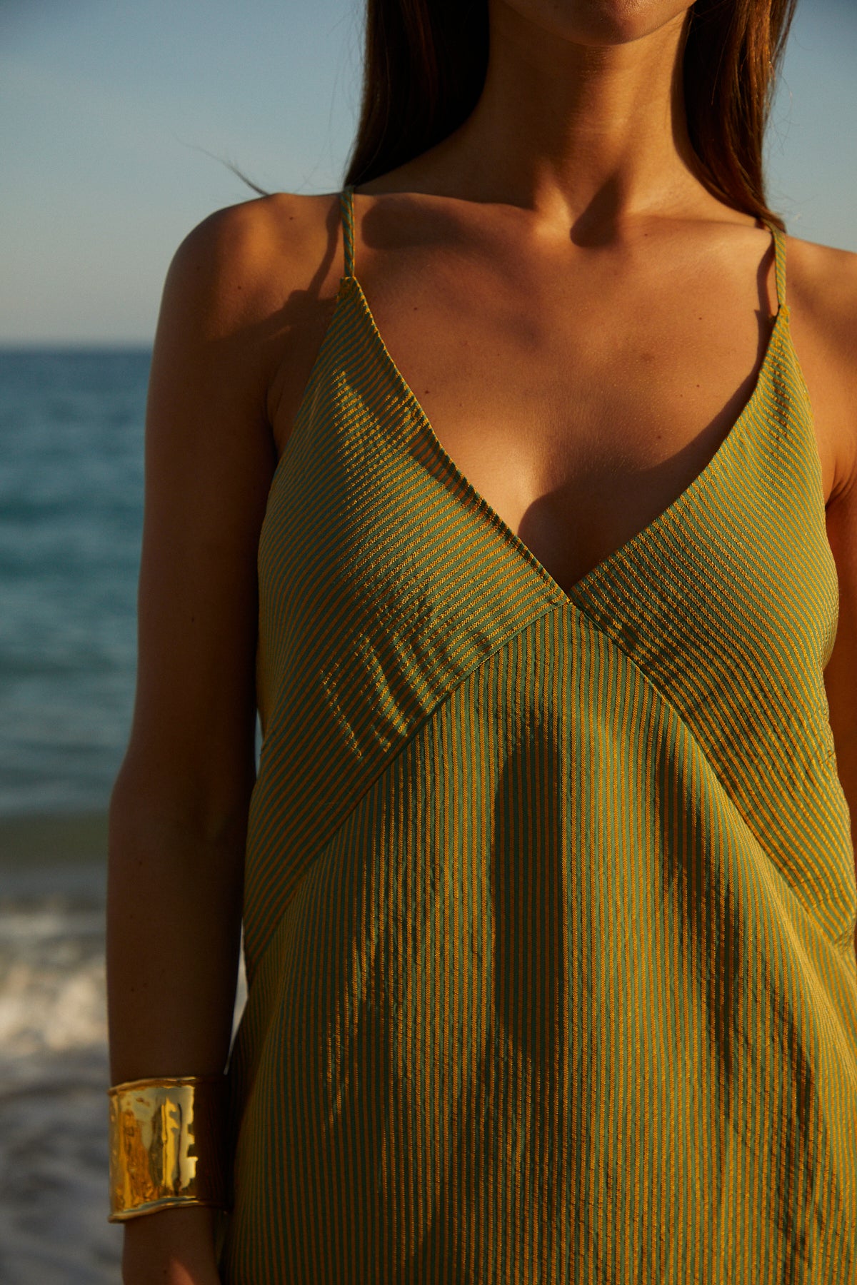 Vestido Sofía Rayitas Verde